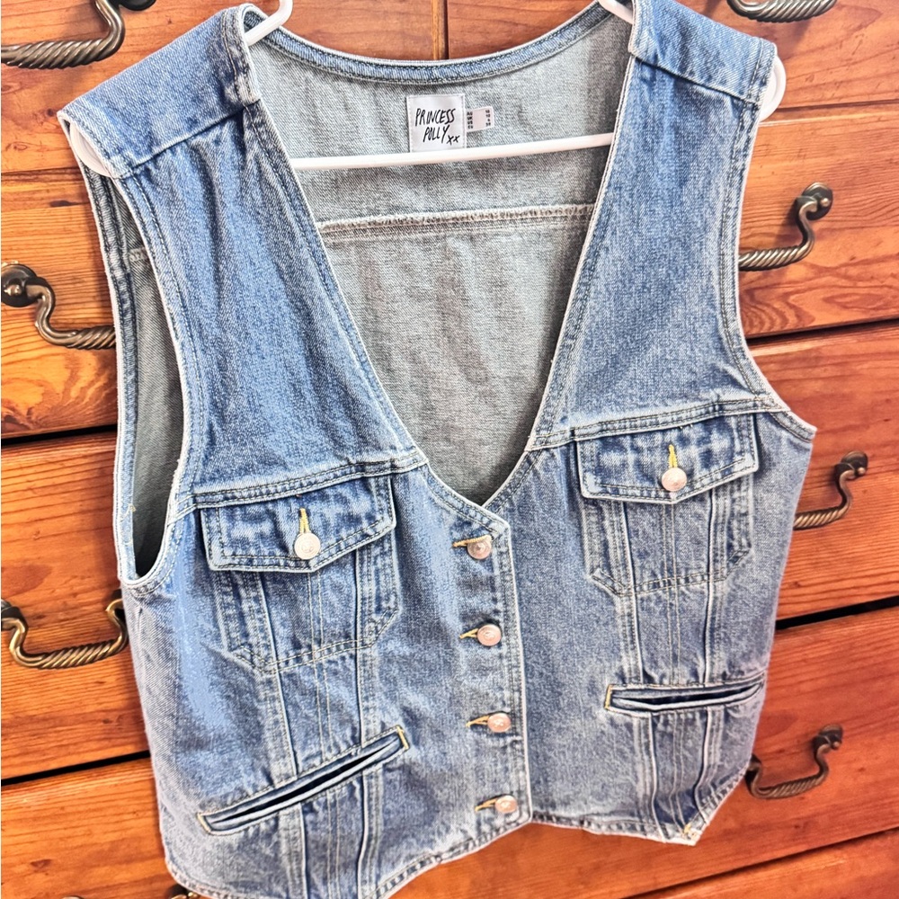 Princess Polly Light Blue Denim Vest